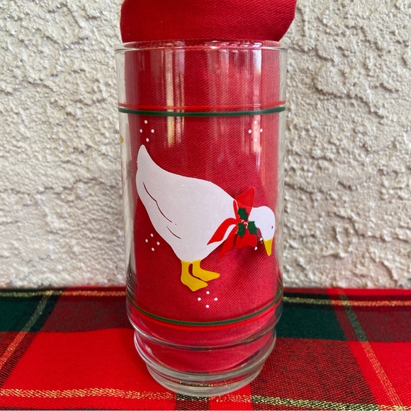 Indiana Glass Co Vintage 80s Set of 8 Christmas Goose 16 oz Decorated Glasses - Picture 7 of 16